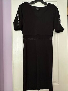 bebe Black Embellished Sleeve Mini Dress
